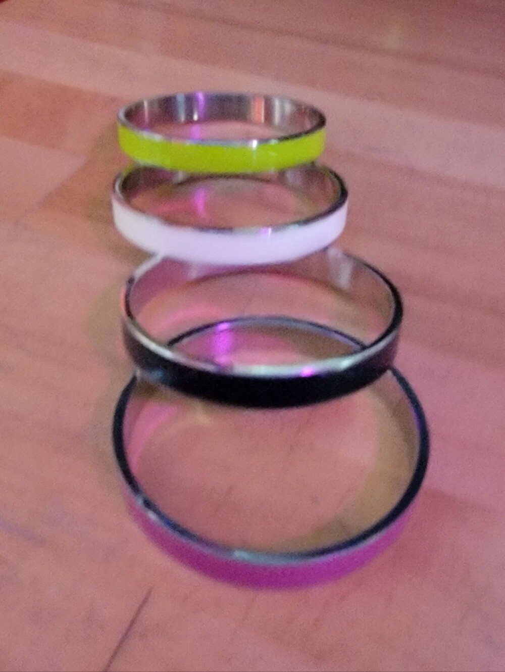 Multicolor Metal Bracelets Navy, White, Lime Green, Magenta